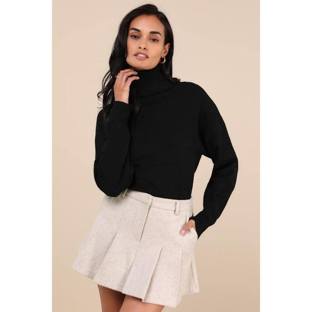 Lulus Charmed Crush Heather Beige Pleated Mini Skirt - Size XS